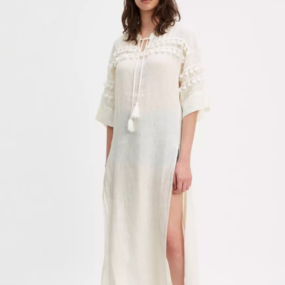 Levis’s Made & Crafted Linen Tassel Dress Italian Linen XL Oversized‎ beach boho
